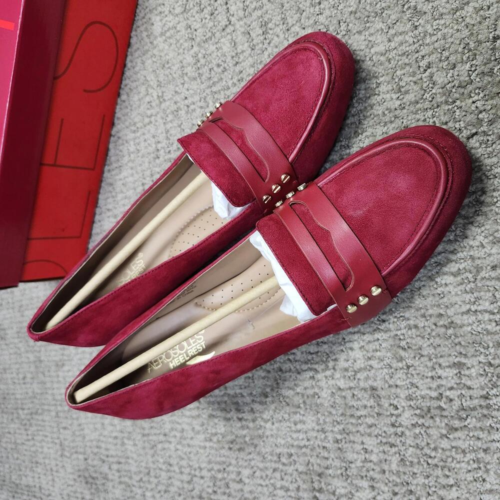 Aerosoles Heels Patriotic Mid Red Suede Women’s Size 11 M